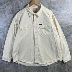 Vintage Woolrich Heavy Button Up Shirt Mens 2XL Cotton Pocket Jacket White